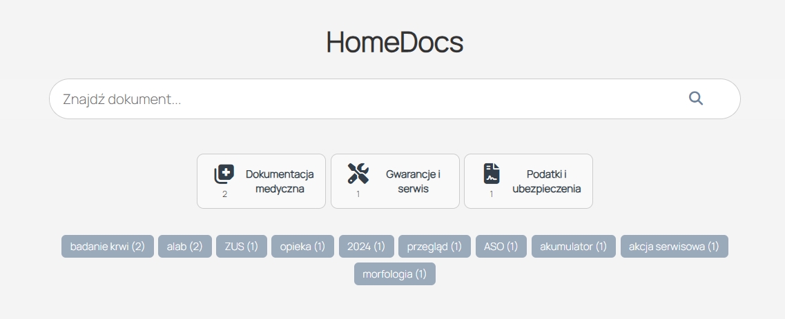 Ekran główny HomeDocs